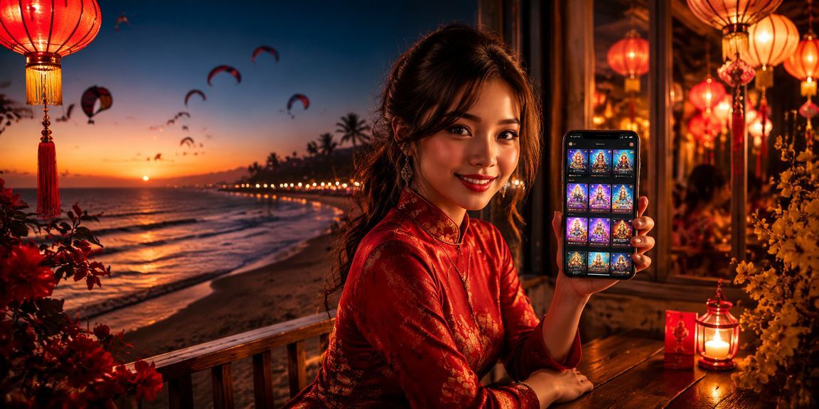 Người dùng tại Hội An ngồi cà phê đọc điều khoản khuyến mãi và tham gia casino trên điện thoại