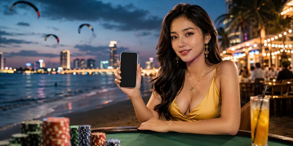 Người dùng tại Sài Gòn sử dụng điện thoại di động truy cập nền tảng casino trực tuyến trong không gian hiện đại
